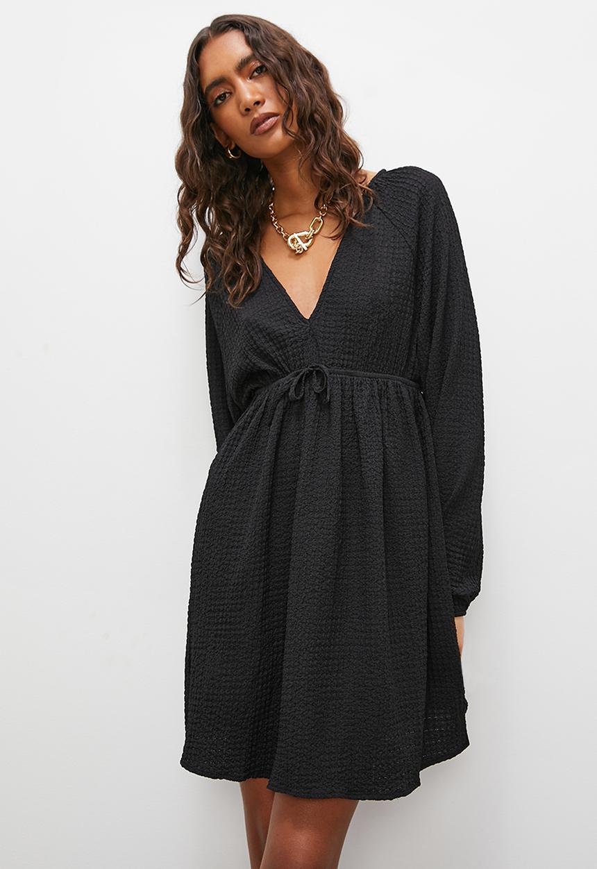 Superbalist - Tie front empire mini dress - black