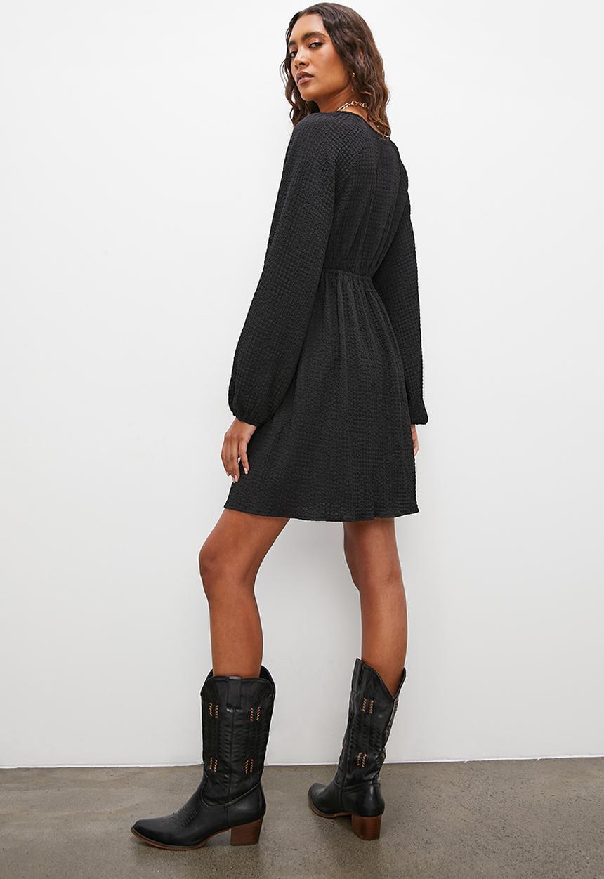 Superbalist - Tie front empire mini dress - black