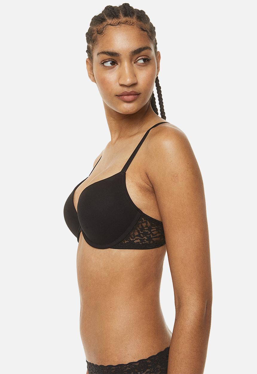 H&M - 2 Pack cotton push-up bras - white/black