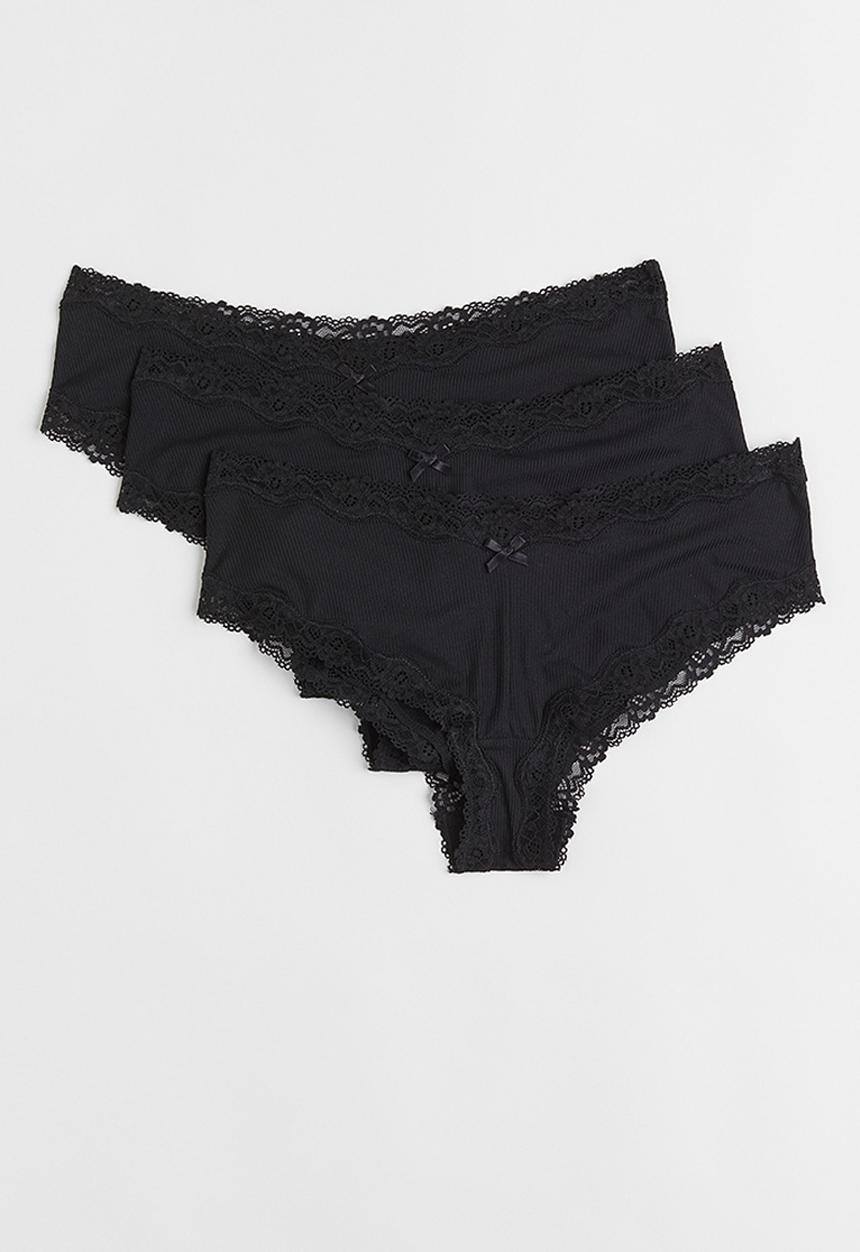 H&M - 3 Pack hipster briefs - black/ribbed