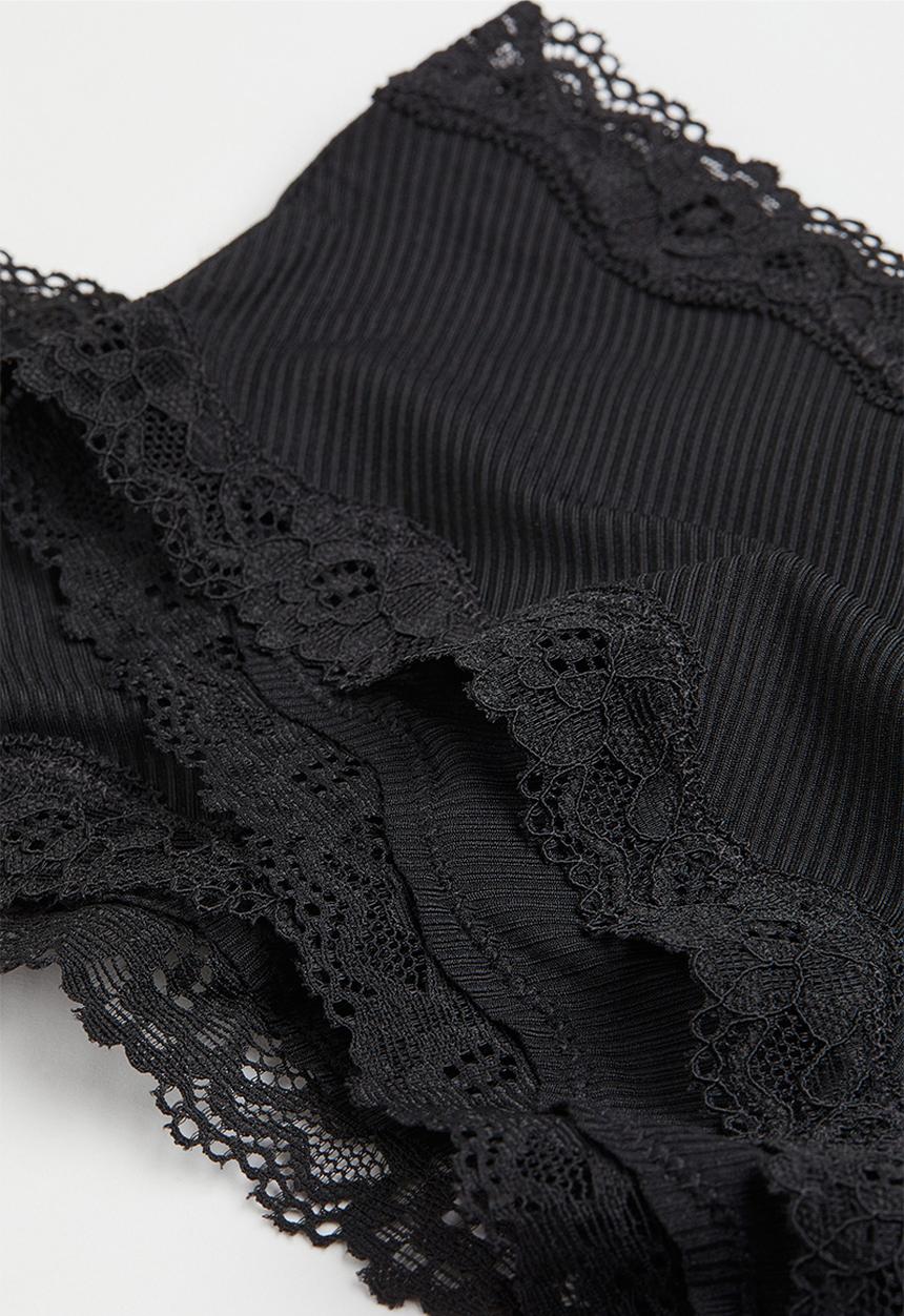 H&M - 3 Pack hipster briefs - black/ribbed