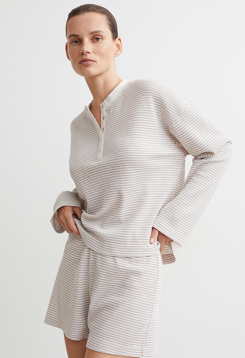H&M - Waffled pyjamas - mole/striped