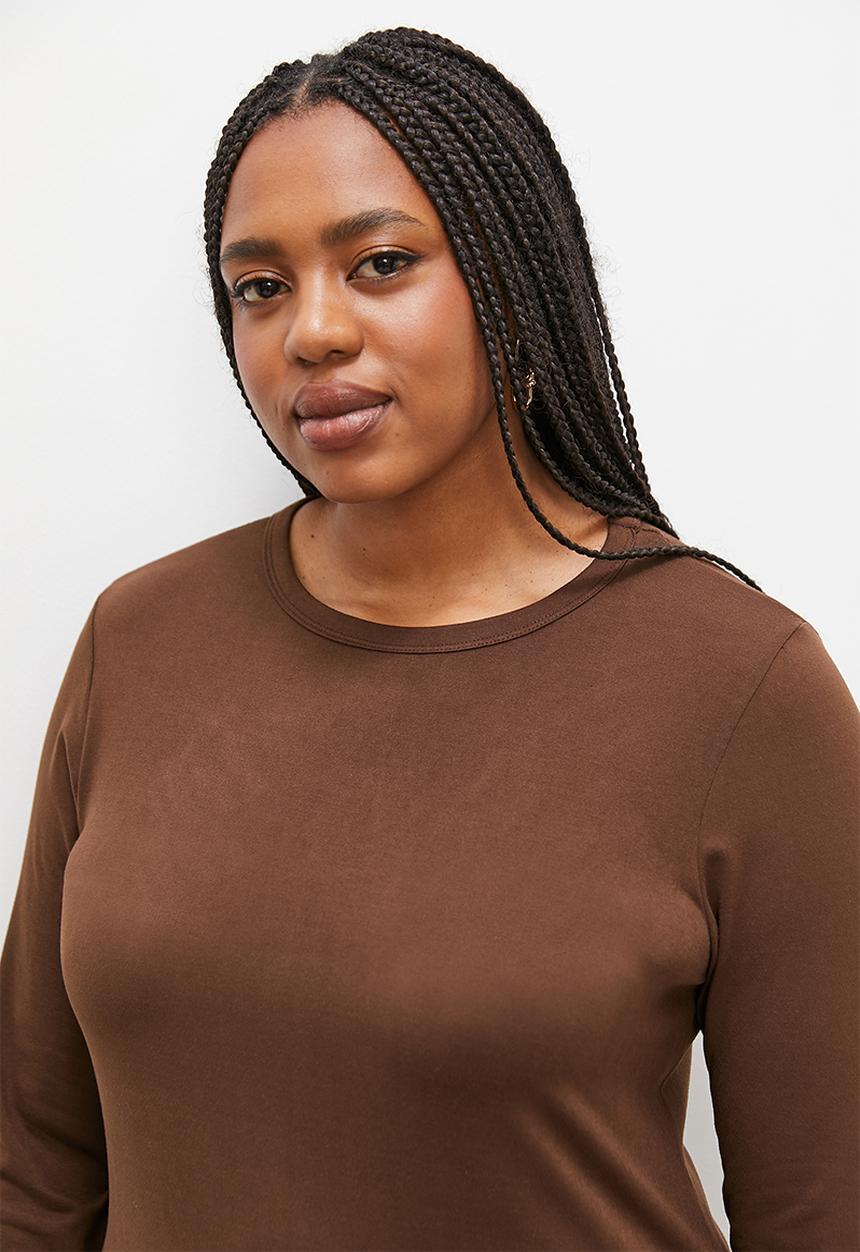 Superbalist - Crew neck midi bodycon dress - choc 