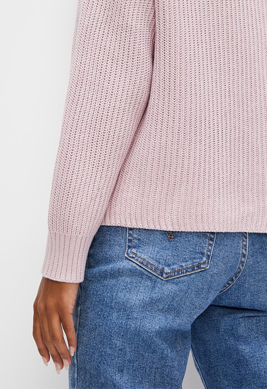 edit - Longline rolled neck ribbed jumper - light lilac