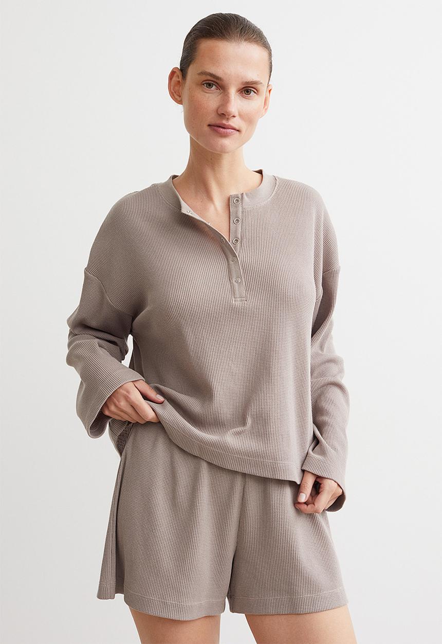 H&M - Waffled pyjamas - dark greige