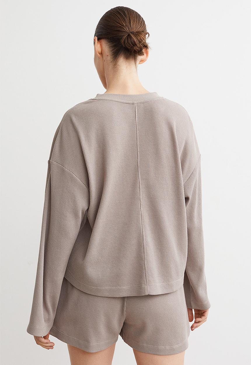 H&M - Waffled pyjamas - dark greige
