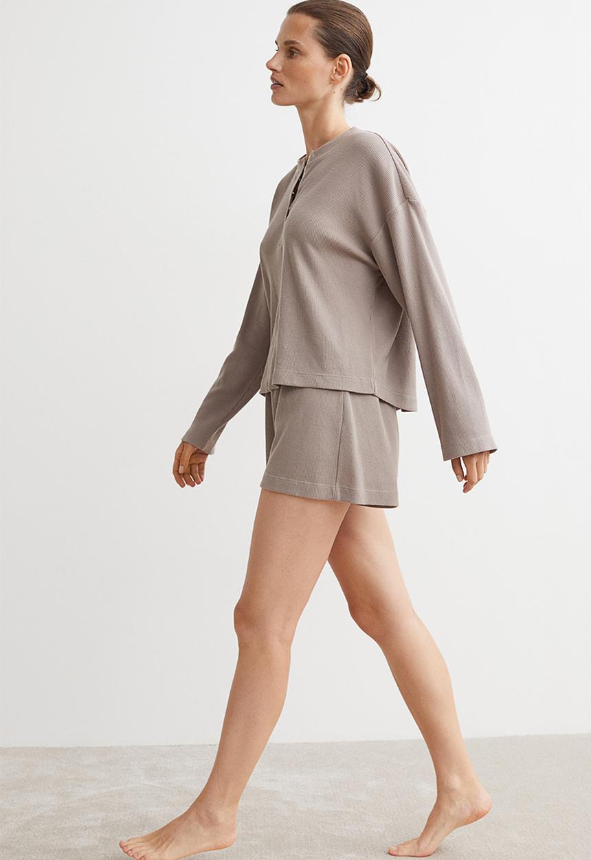 H&M - Waffled pyjamas - dark greige