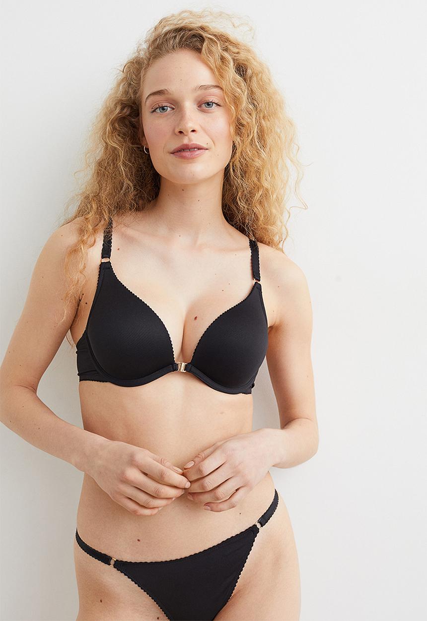 H&M - Super push-up microfibre bra - black