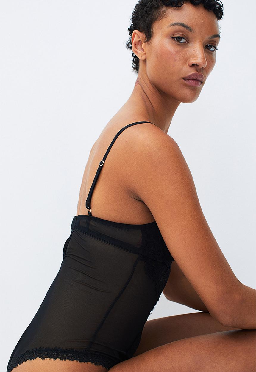 H&M - Super push-up lace body - black