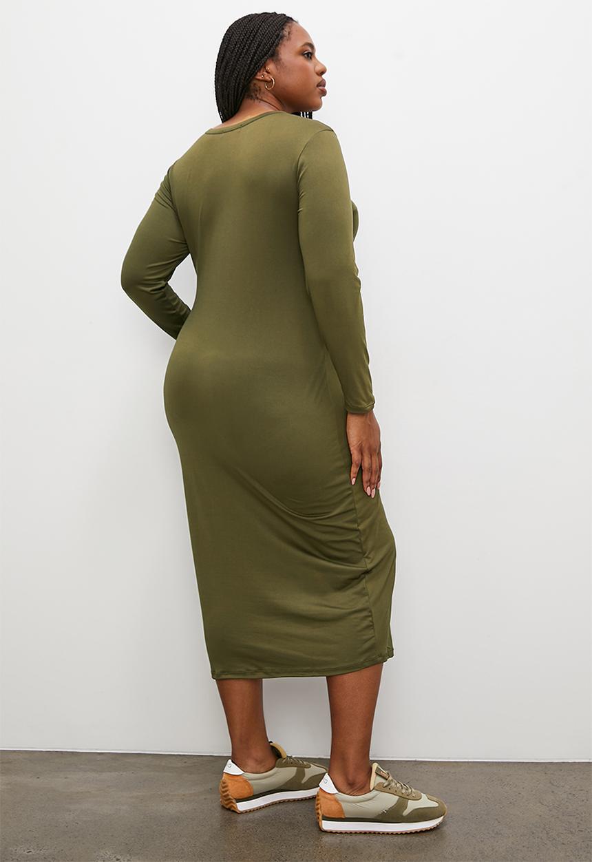 Superbalist - Crew neck midi bodycon dress - fatigue 1