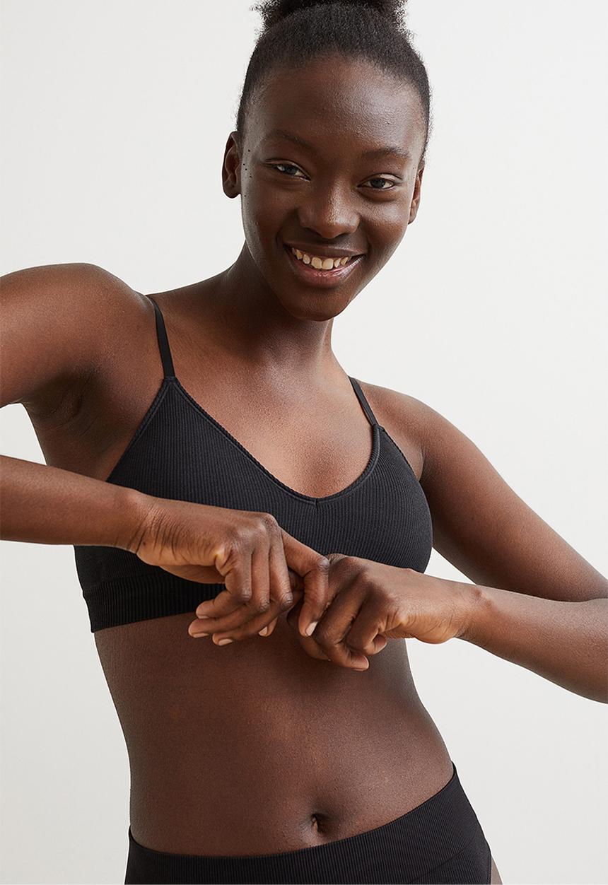 H&M - Seamless padded bra - black 
