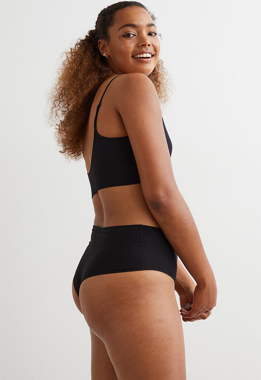 H&M - 2 Pack light shaping brazilian briefs - light grey marl & black