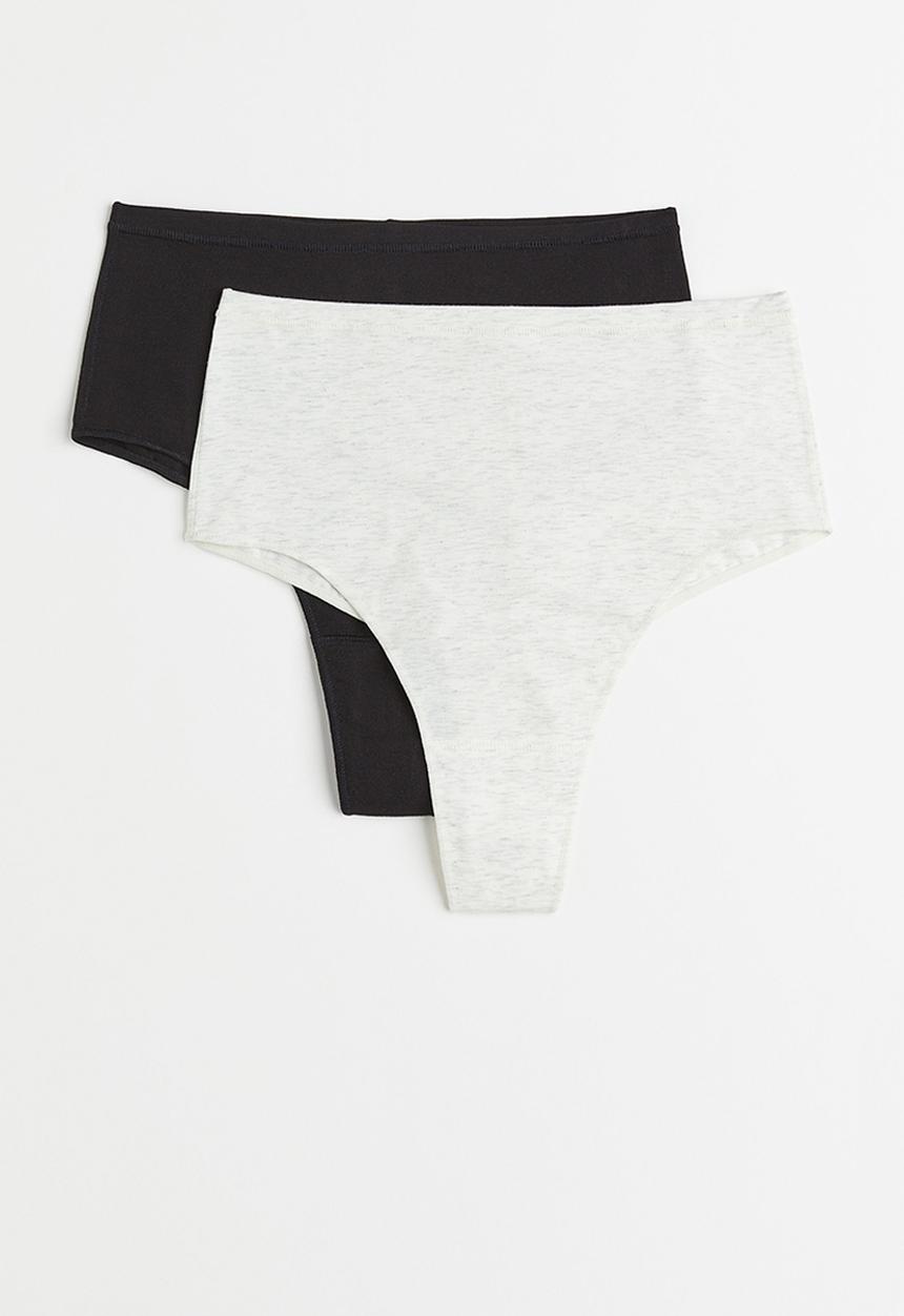 H&M - 2 Pack light shaping brazilian briefs - light grey marl & black