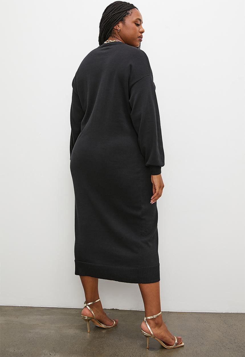 Superbalist - Ribbed organic knitwear dress - black