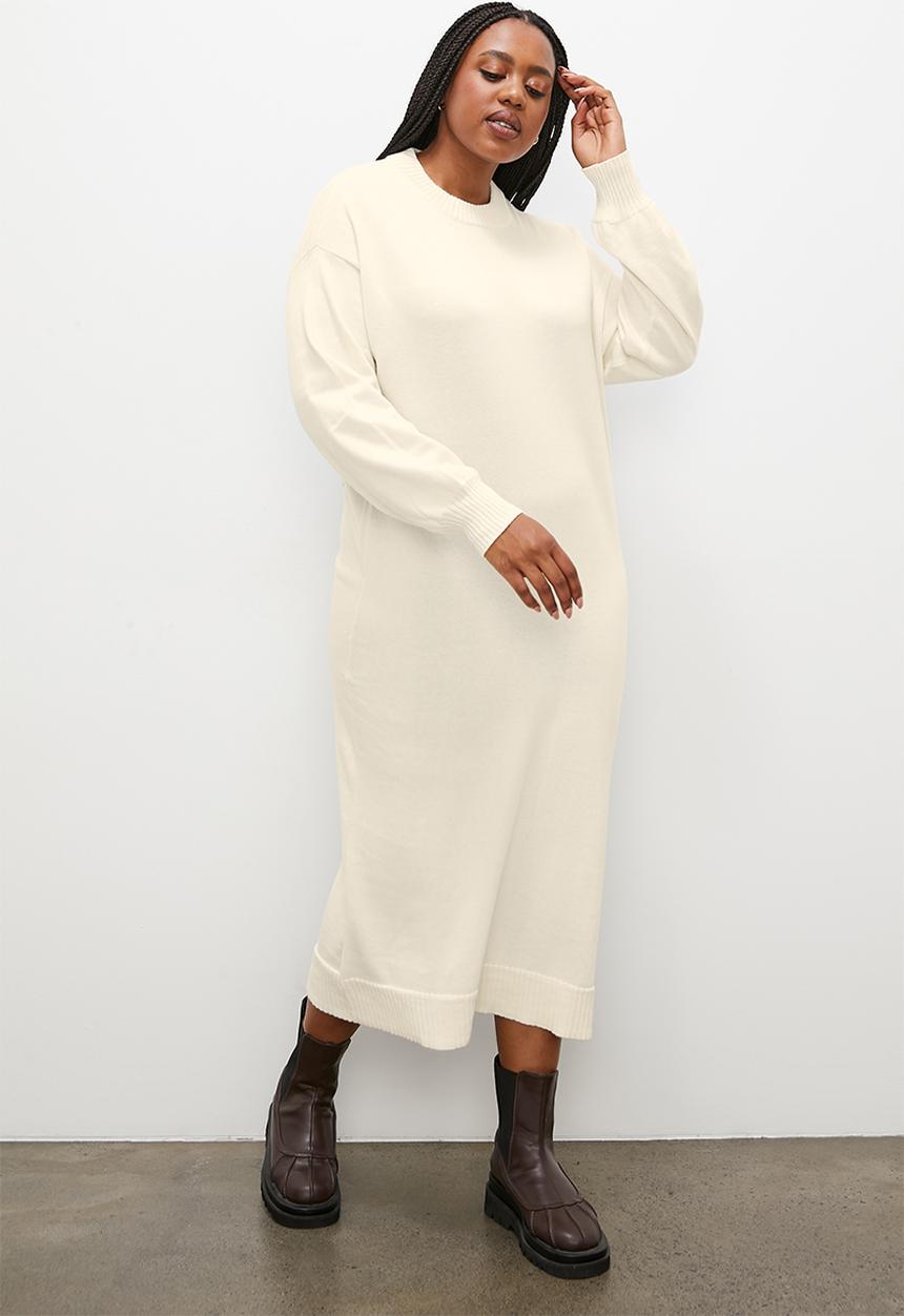 Superbalist - Ribbed organic knitwear dress - Oatmeal