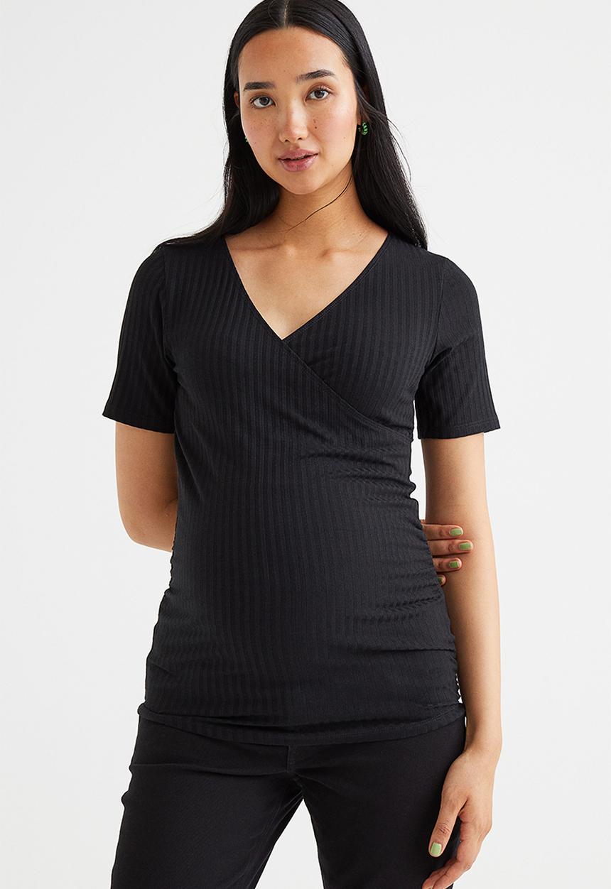 H&M - Mama ribbed nursing top - black