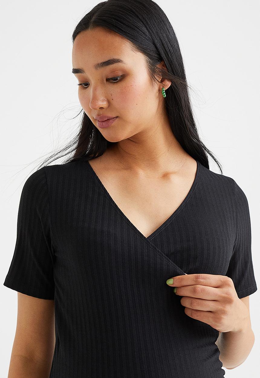 H&M - Mama ribbed nursing top - black