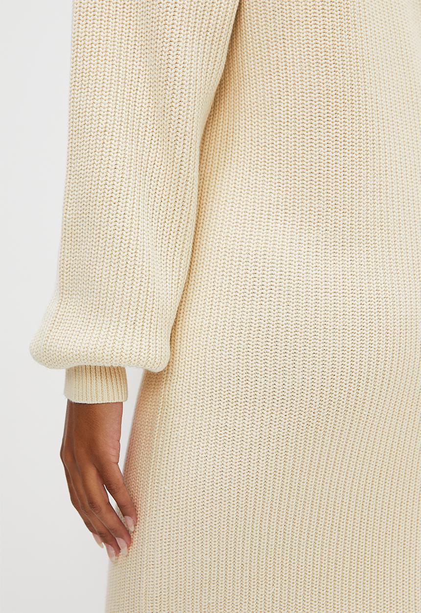 edit - Vneck dolman ribbed dress - milk
