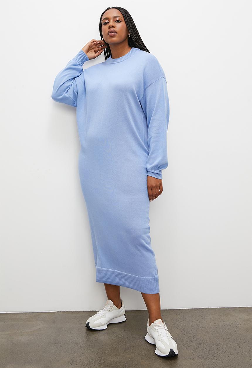 Superbalist - Ribbed organic knitwear dress - blue