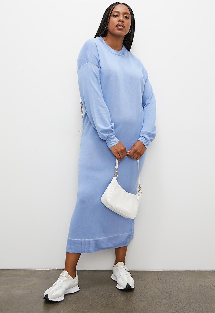 Superbalist - Ribbed organic knitwear dress - blue