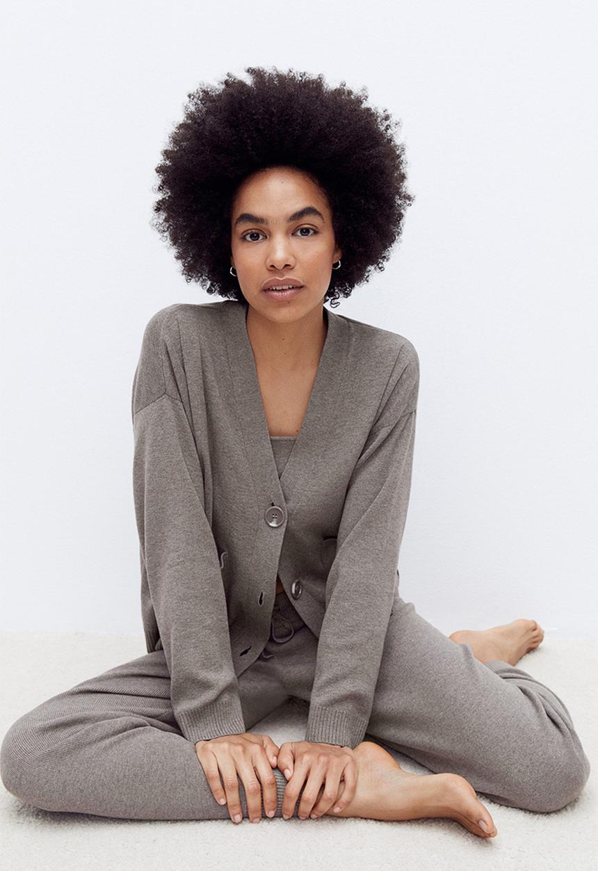 H&M - Fine-knit cardigan - dark greige 