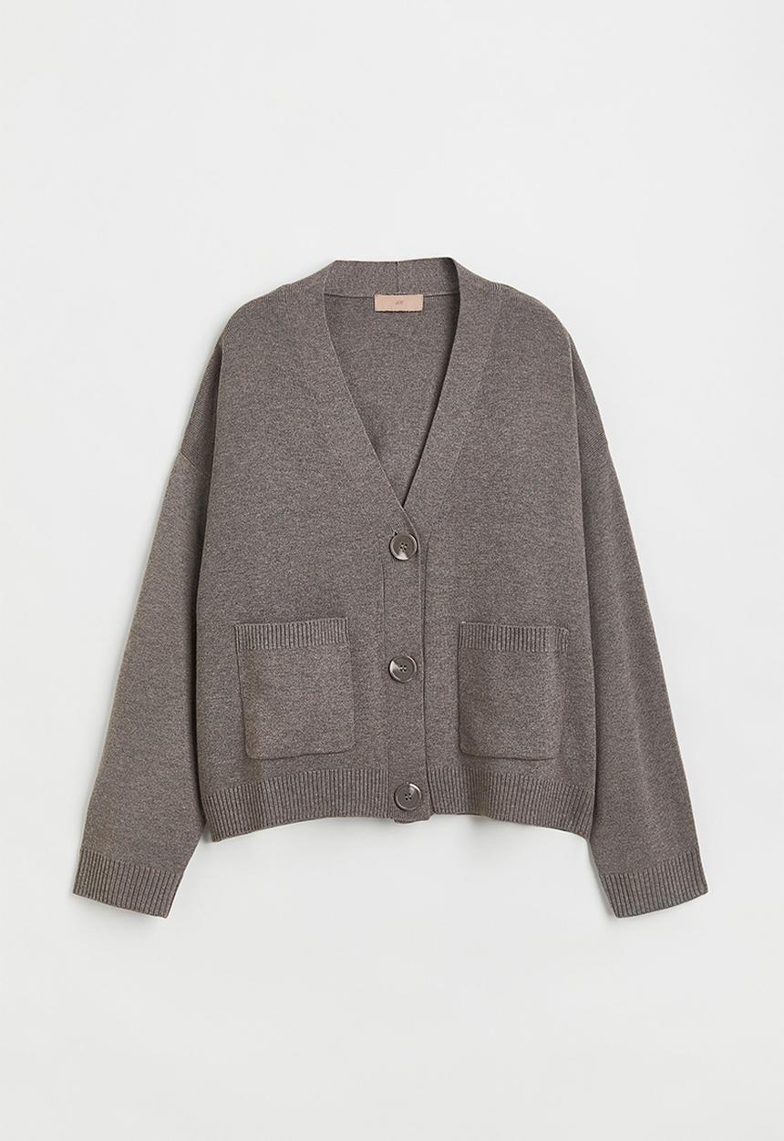 H&M - Fine-knit cardigan - dark greige 