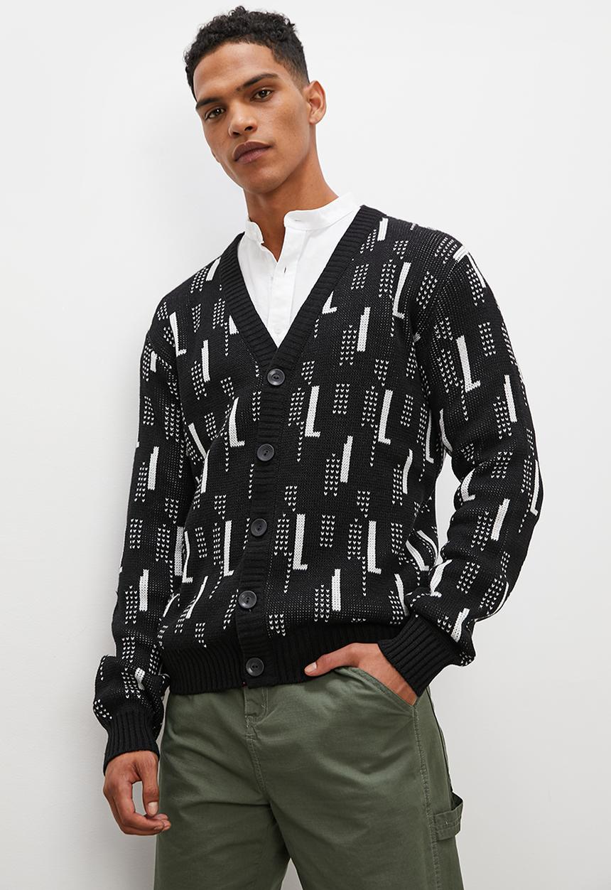 Superbalist - Slim fit pattern knit cardigan - black/cream