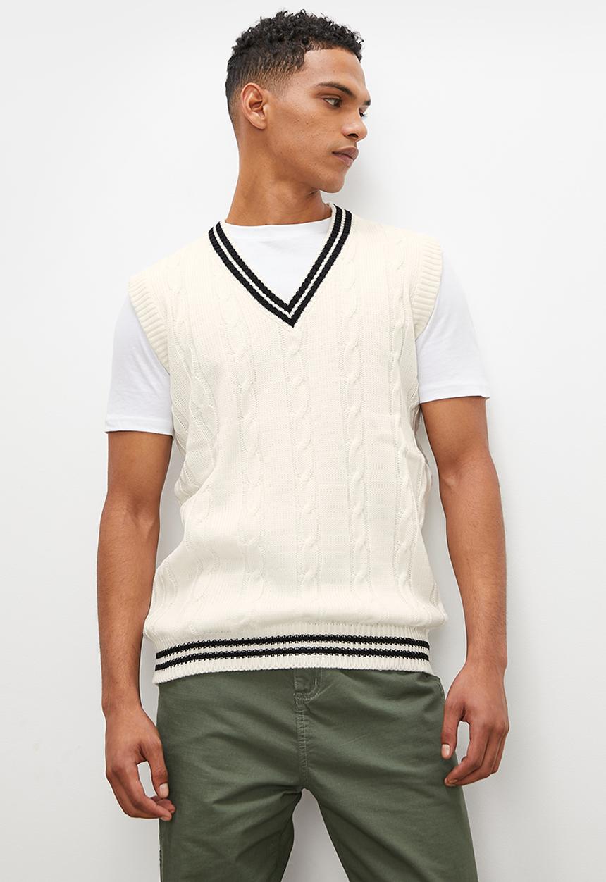 Superbalist - Slim fit knit sweater vest - cream/black