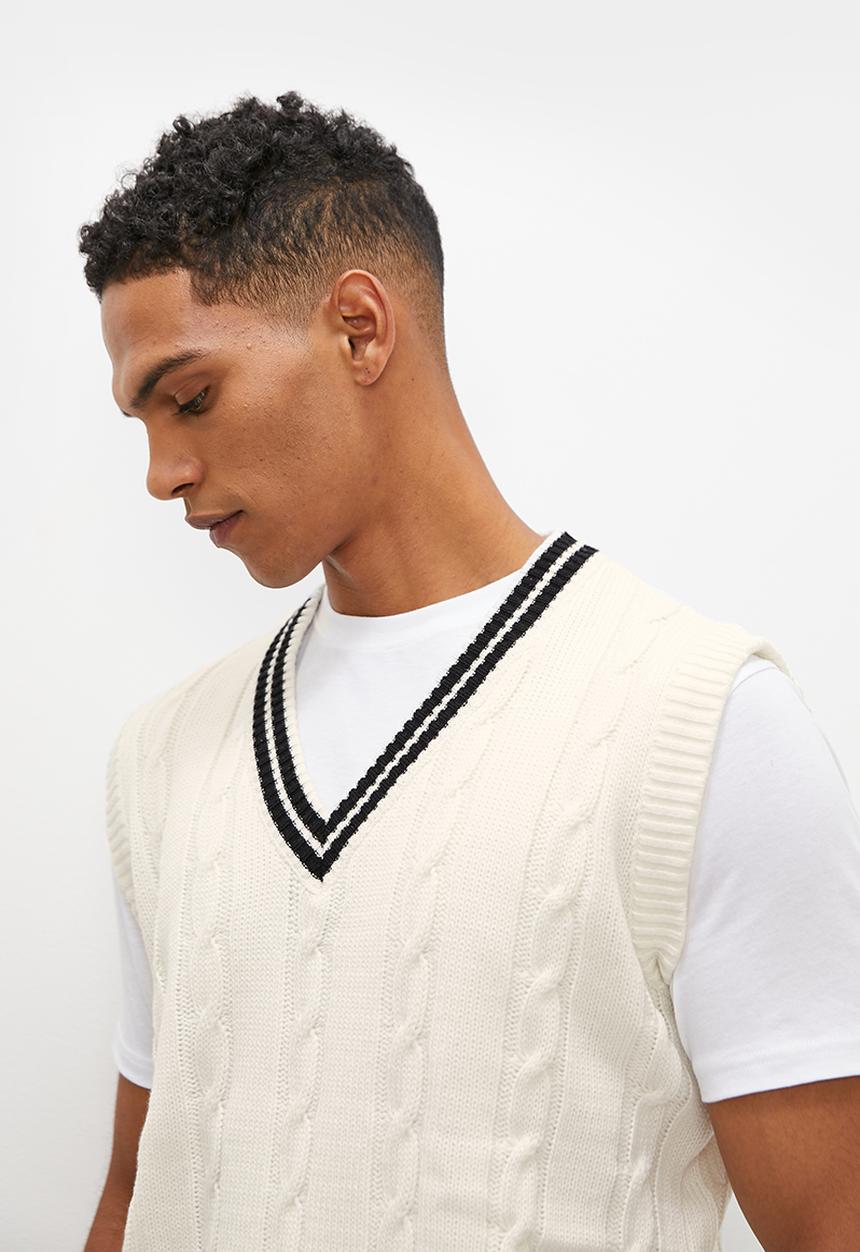 Superbalist - Slim fit knit sweater vest - cream/black