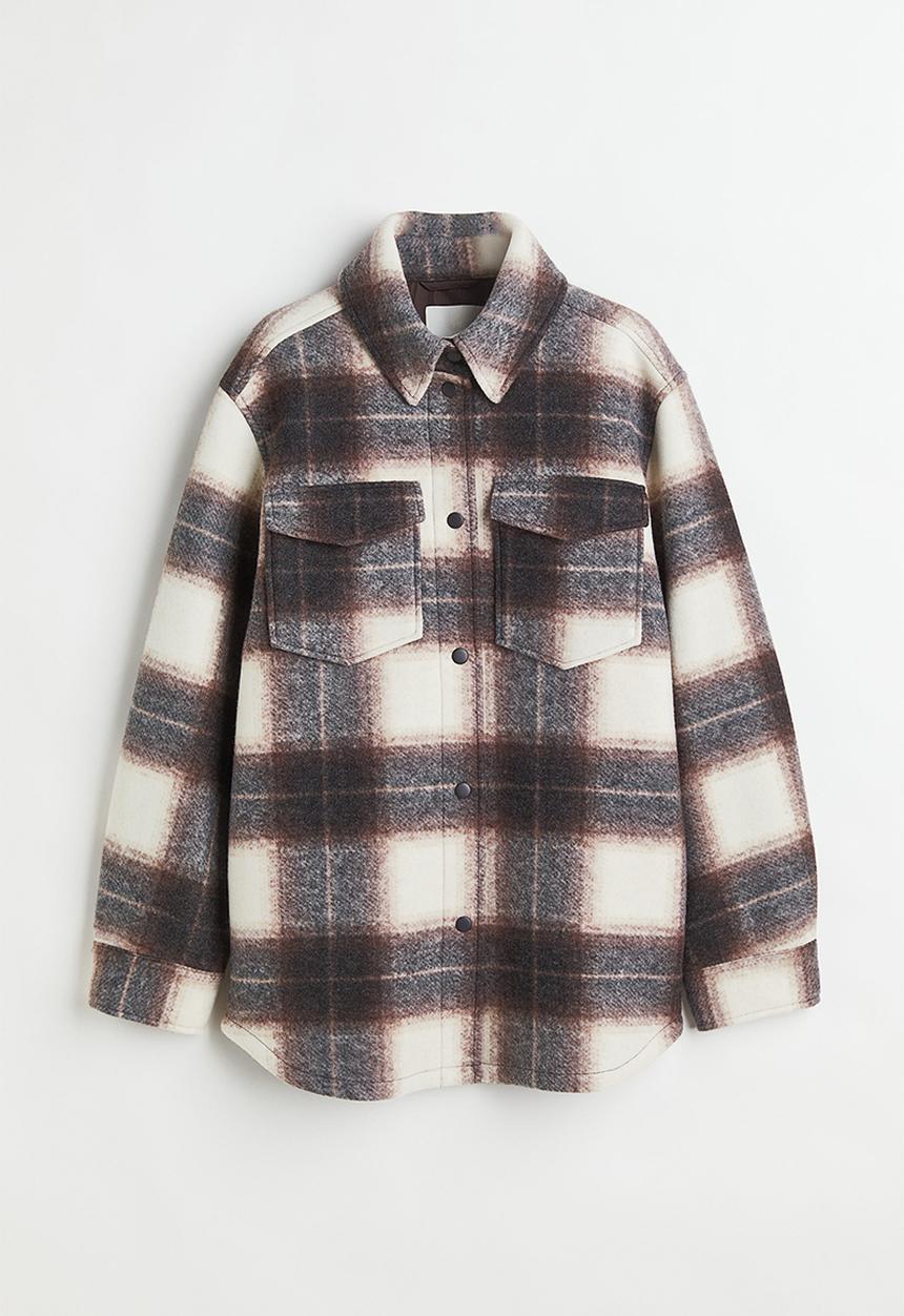 H&M - Shacket - brown & white checked