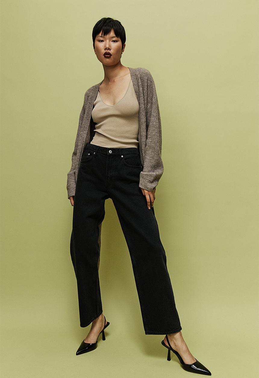 H&M - Tie-belt cardigan - dark mole