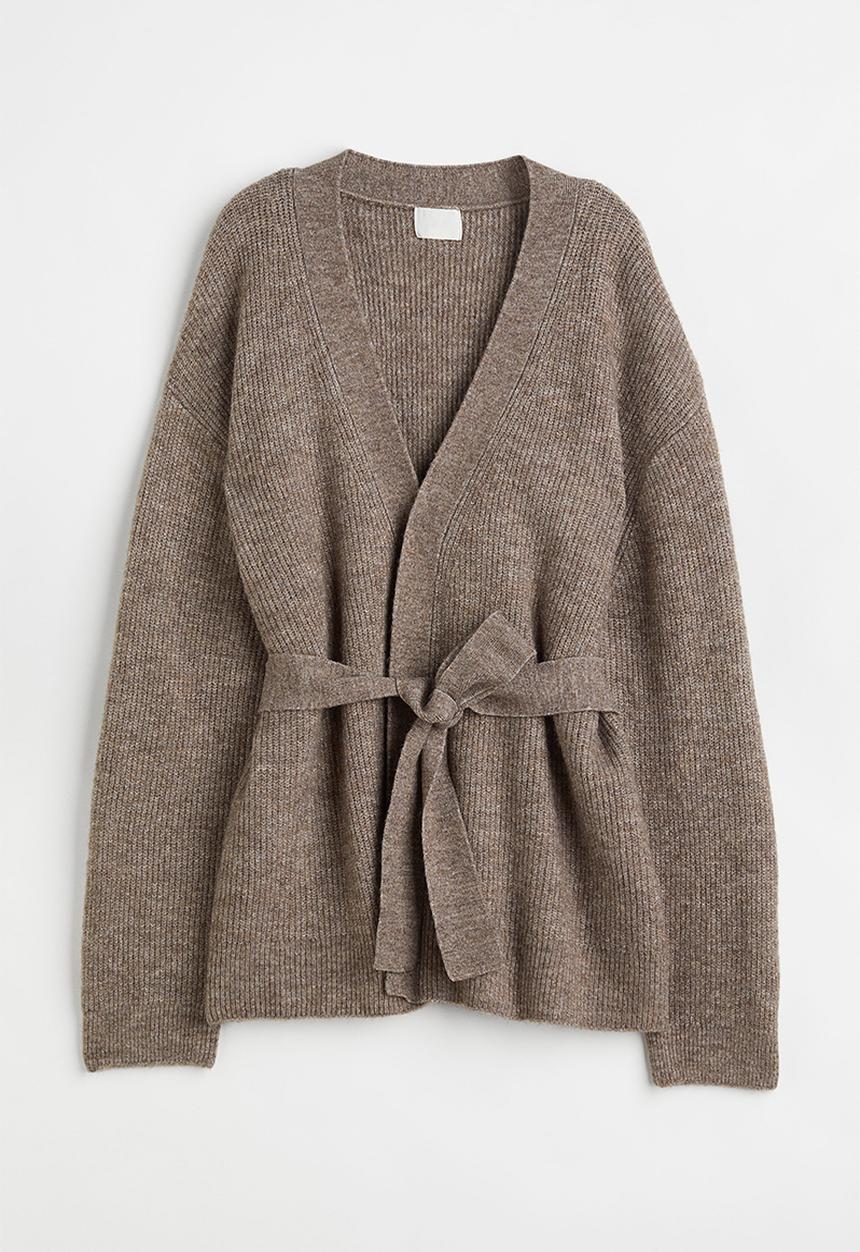 H&M - Tie-belt cardigan - dark mole