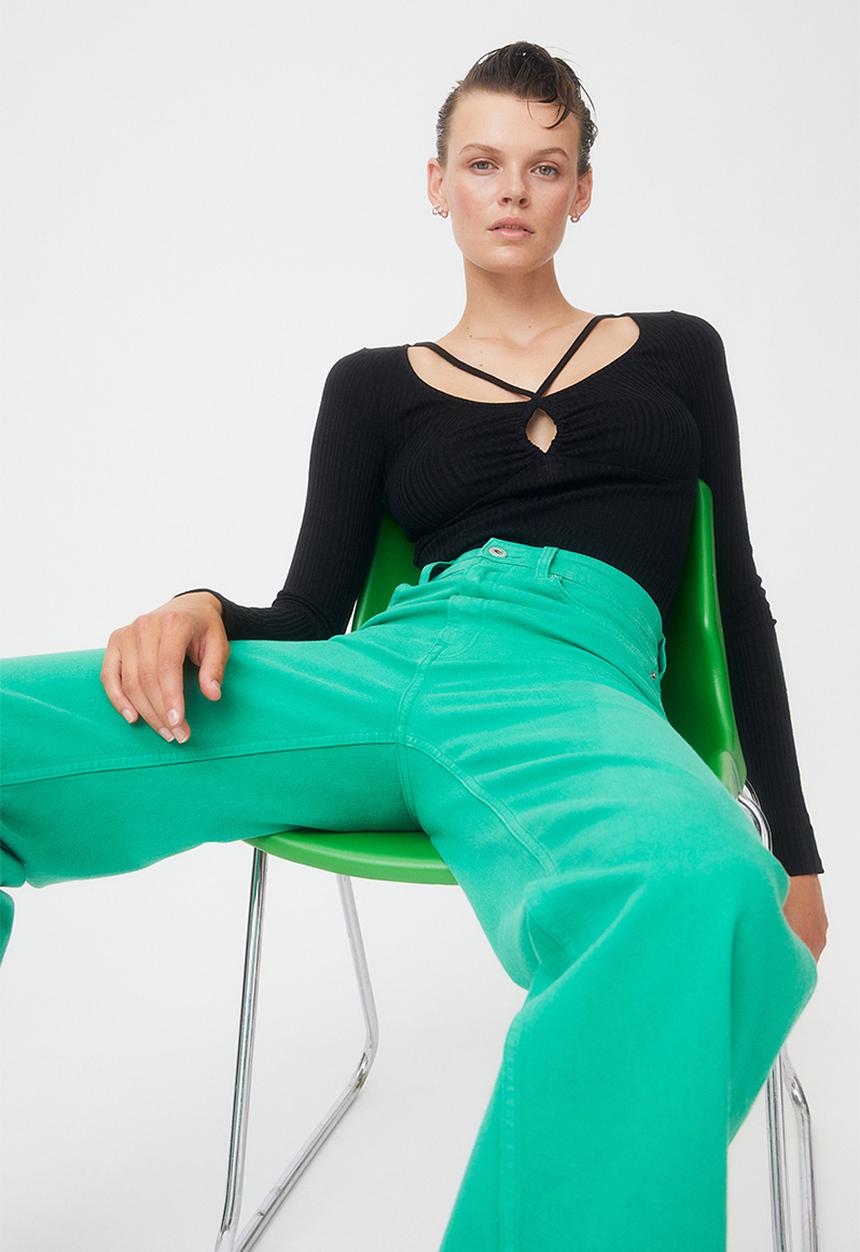 H&M - Ribbed jersey top - black 