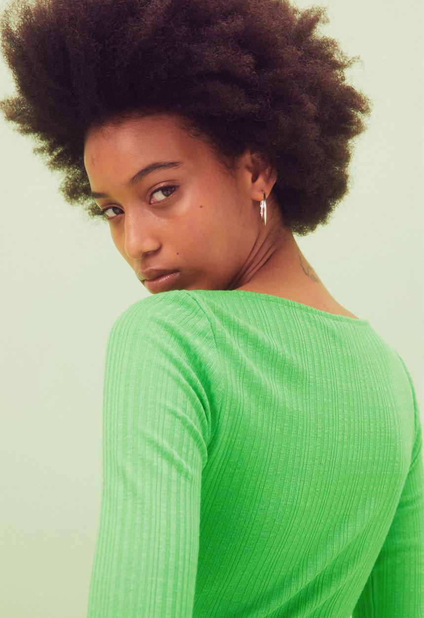 H&M - Ribbed jersey top - bright green