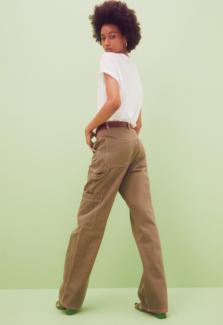 H&M - Wide cargo trousers - khaki green