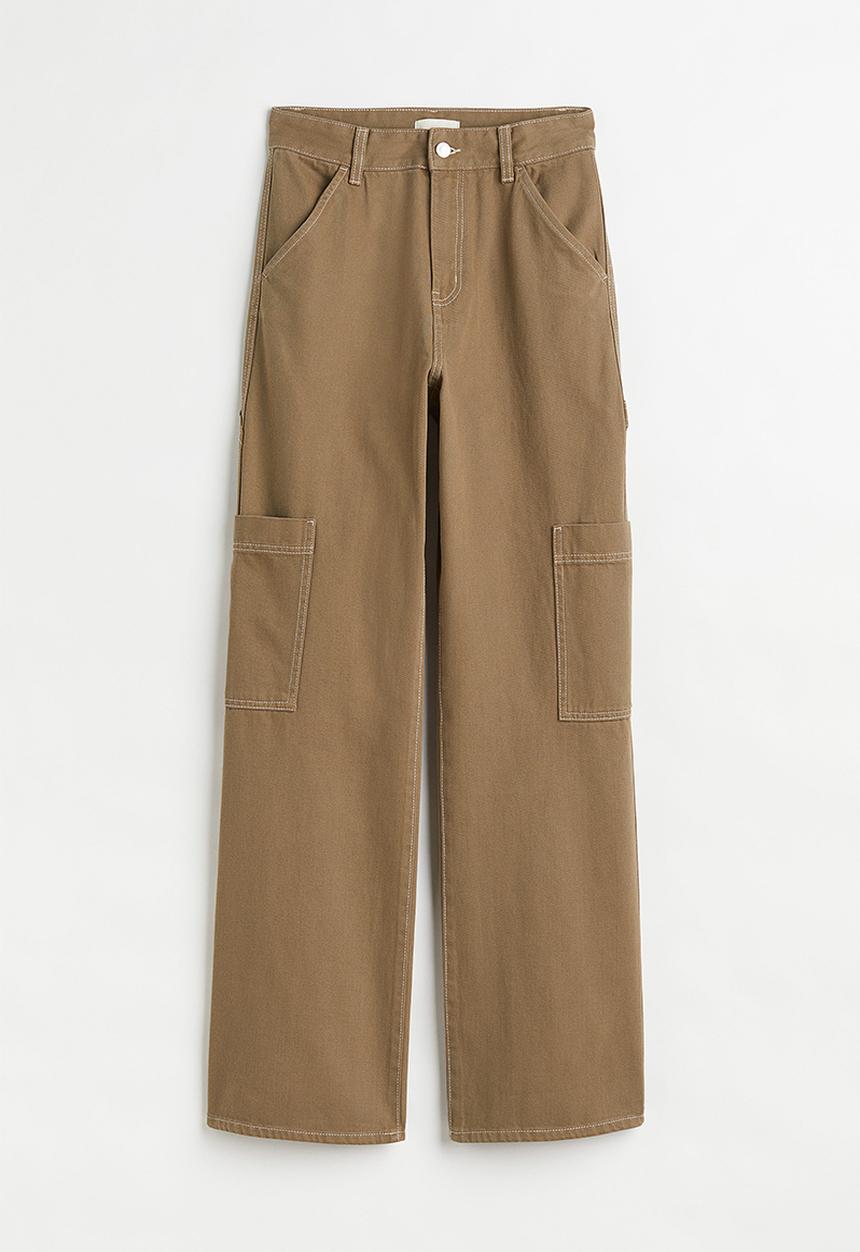 H&M - Wide cargo trousers - khaki green