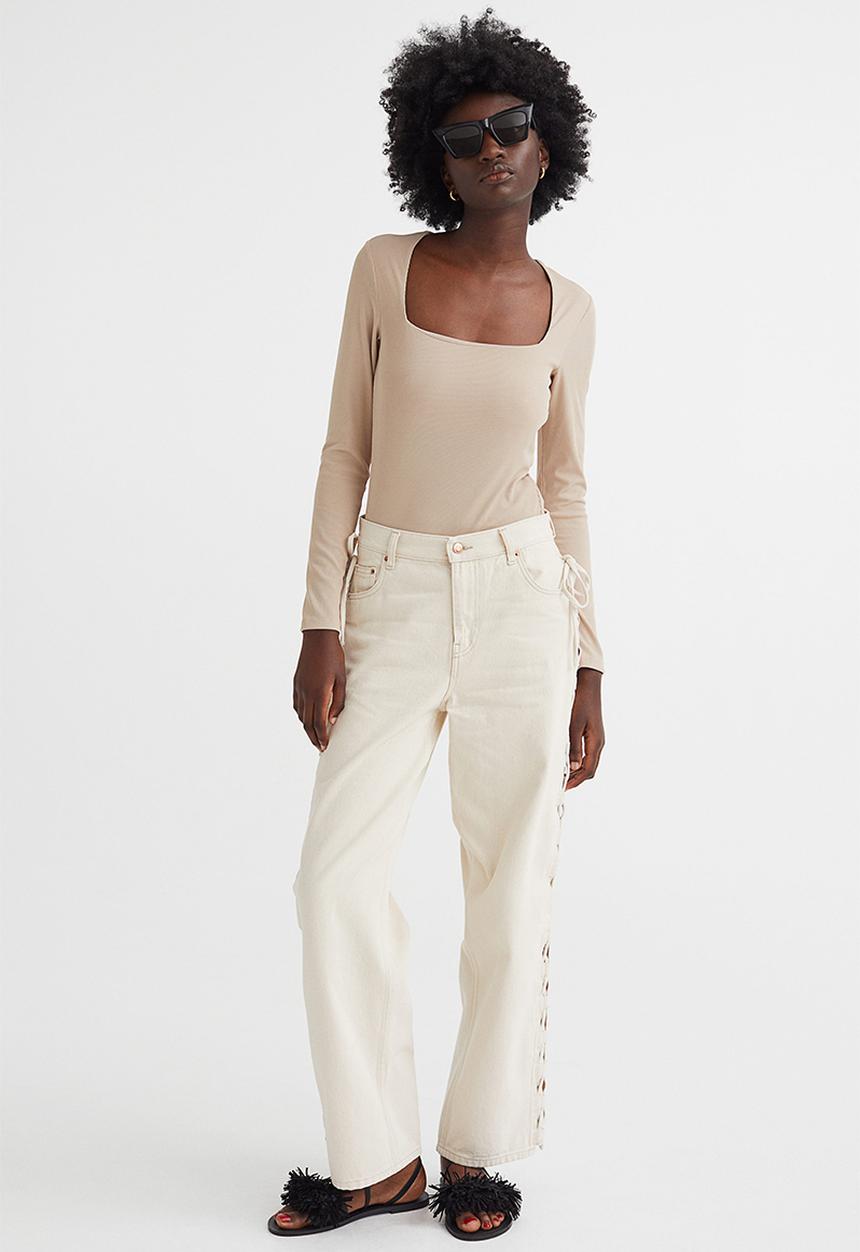 H&M - Long-sleeved jersey top - beige 