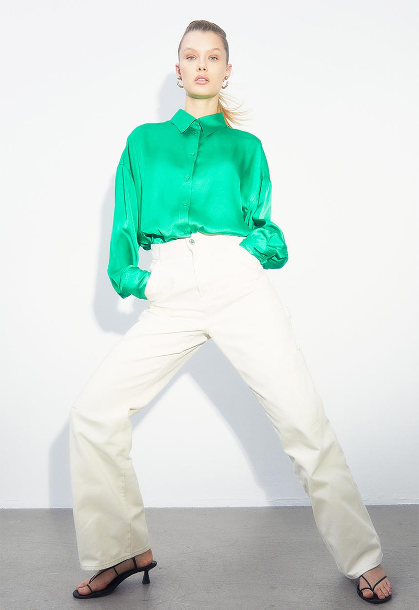 H&M - Wide cargo trousers - natural white