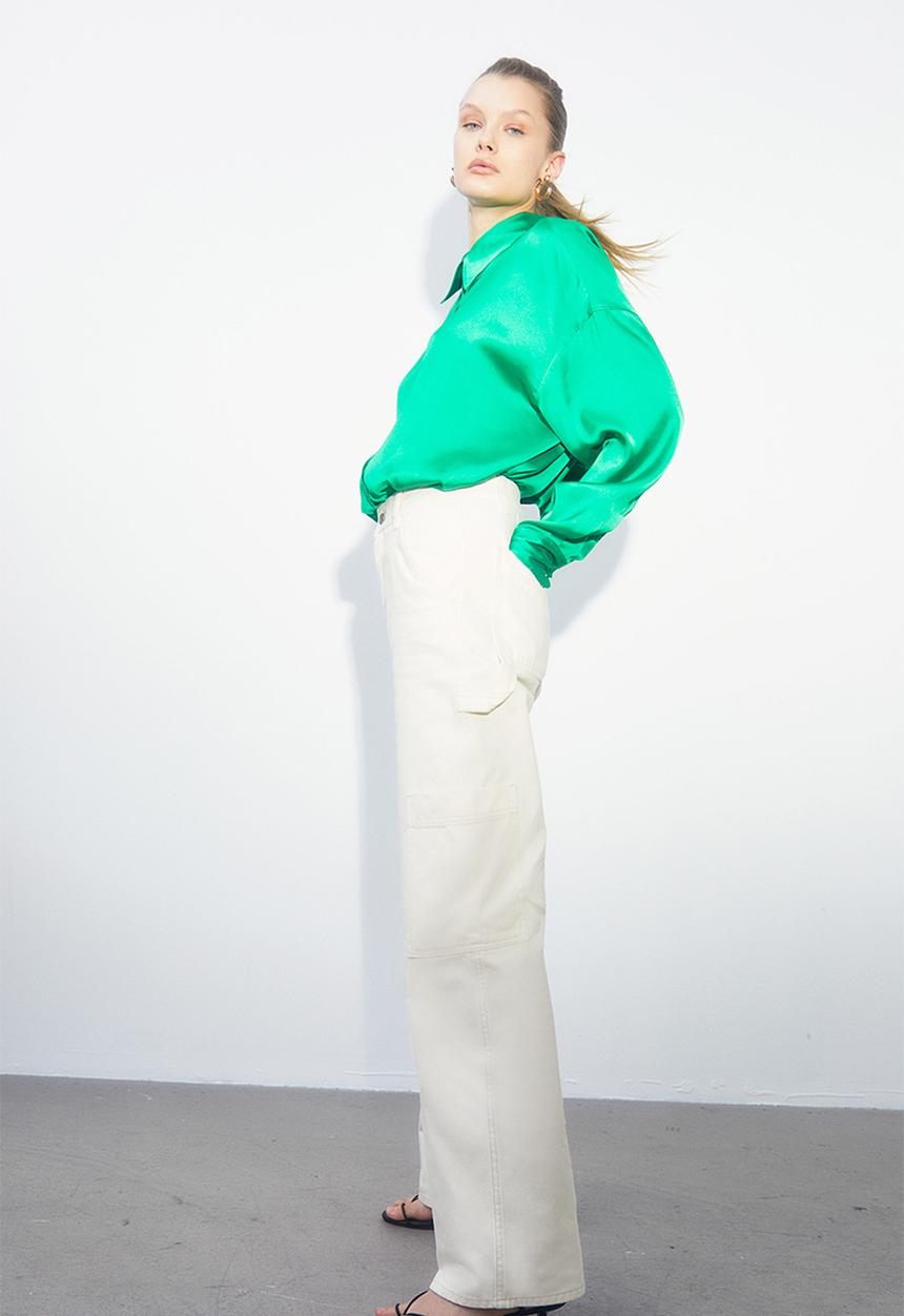 H&M - Wide cargo trousers - natural white