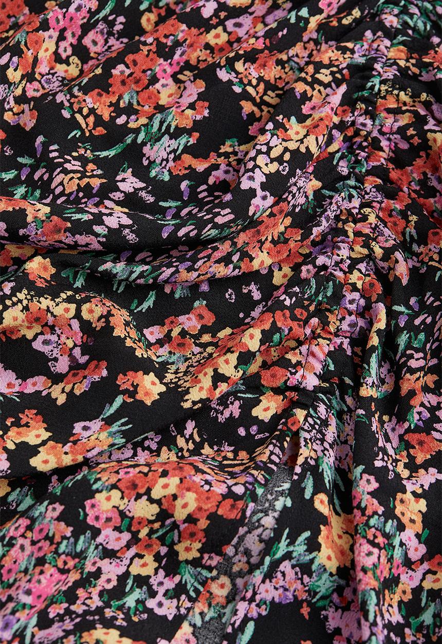 H&M - Draped skirt - black/small flowers