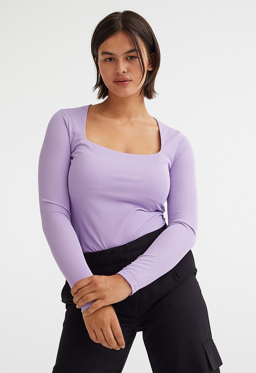 H&M - Long-sleeved jersey top - light purple
