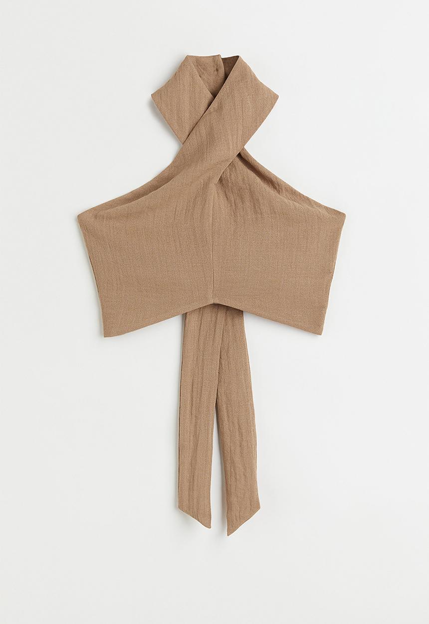 H&M - Halterneck cropped top - dark beige