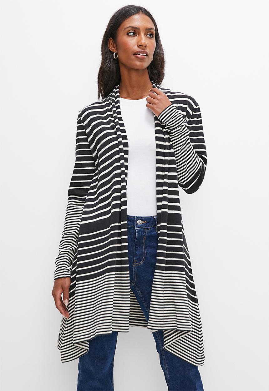 edit - Drape waterfall cardigan - black & milk