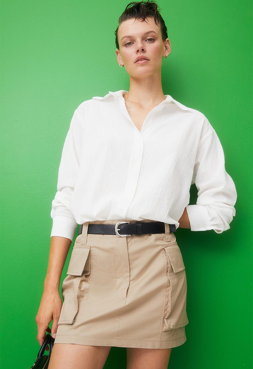 H&M - Crinkled cotton shirt - white