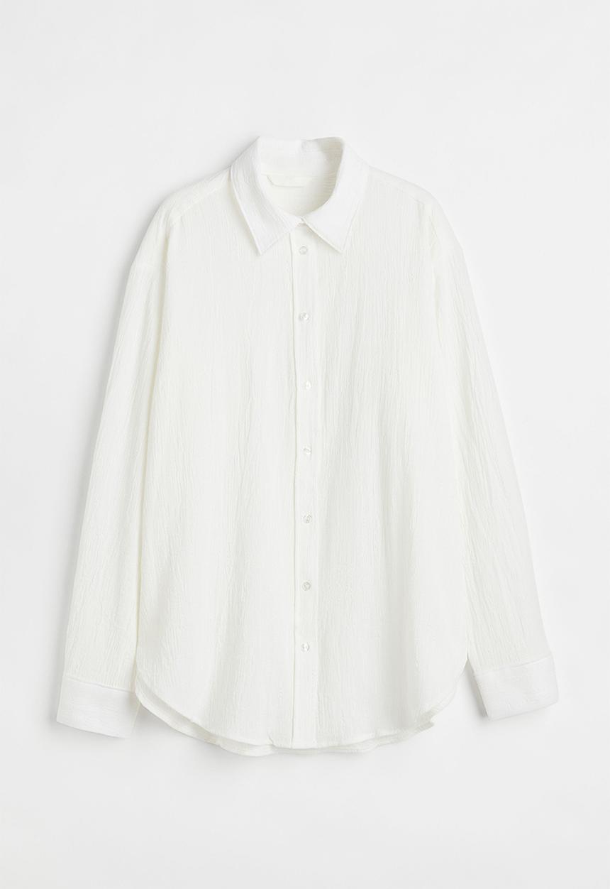 H&M - Crinkled cotton shirt - white