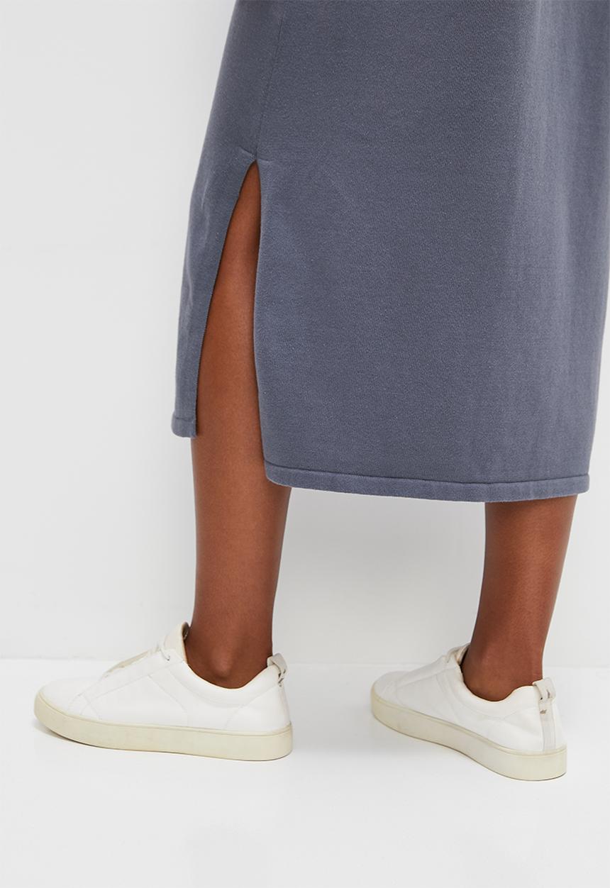 edit - Collared knitwear midi dress - slate grey