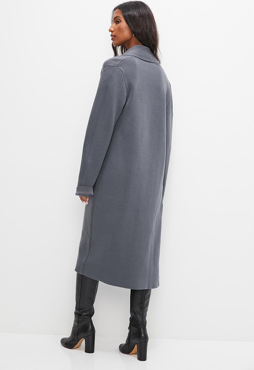 edit - shawl collar coatigan - charcoal