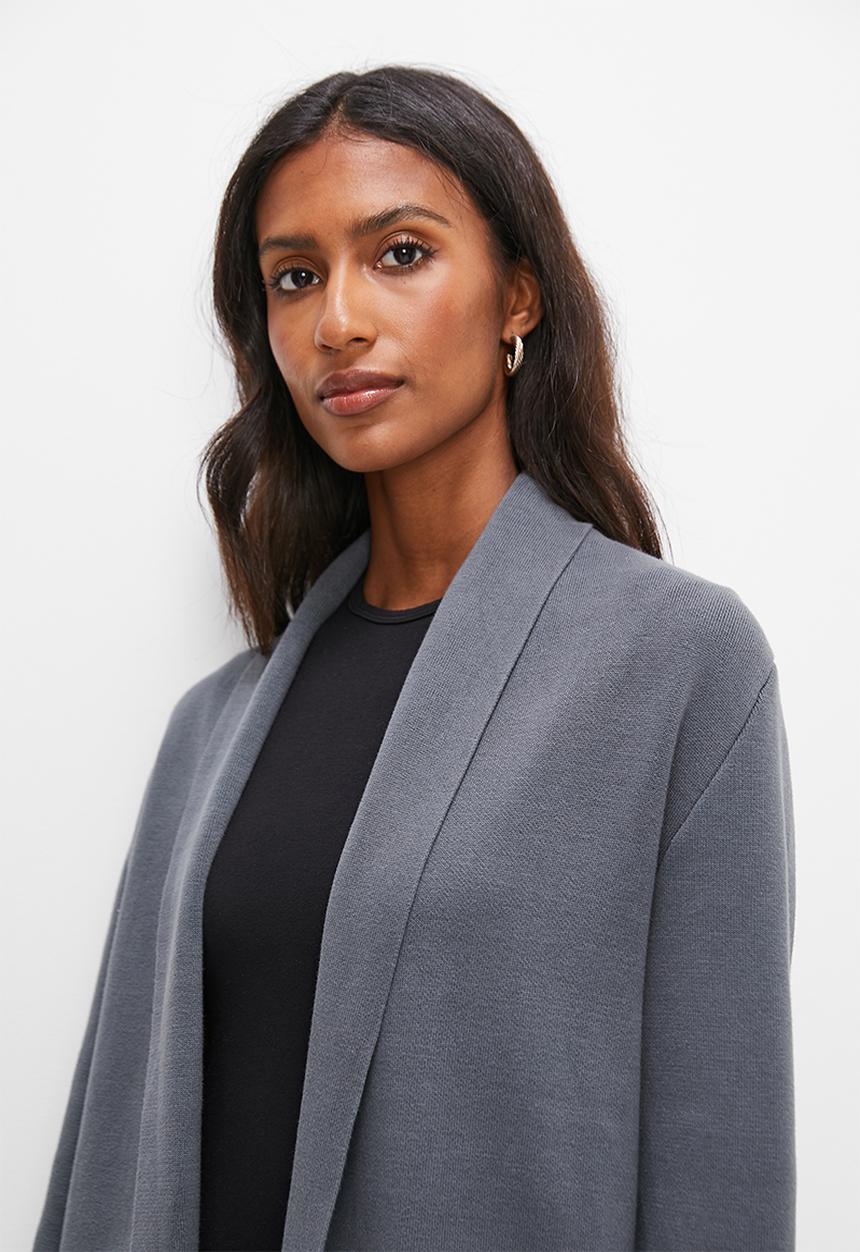 edit - shawl collar coatigan - charcoal