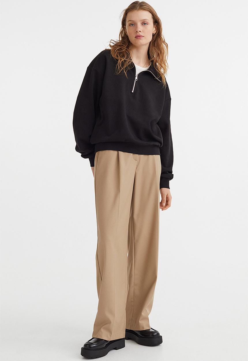 H&M - Collared sweatshirt - black