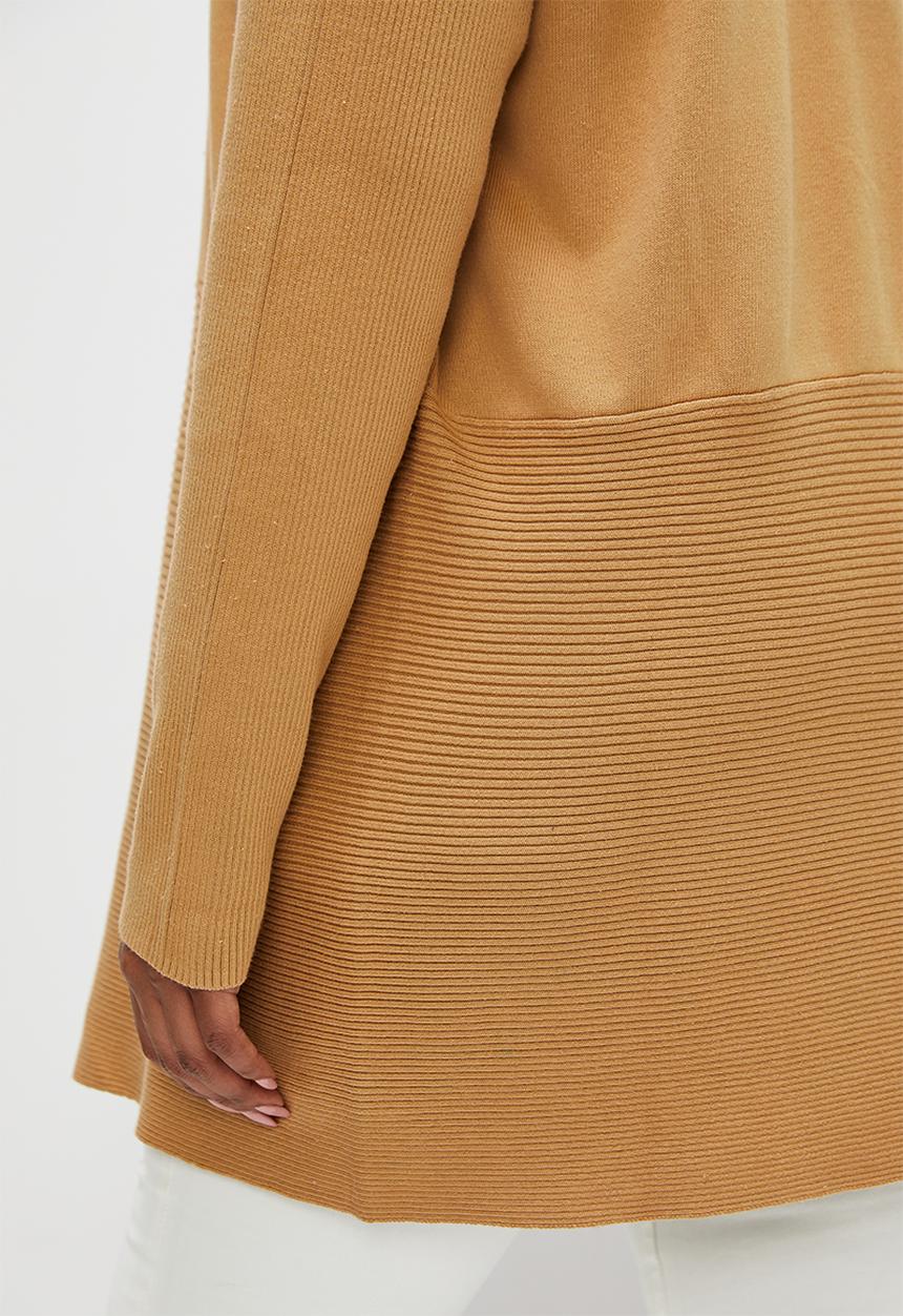 edit Plus - Shaped waterfall cardigan - mid brown